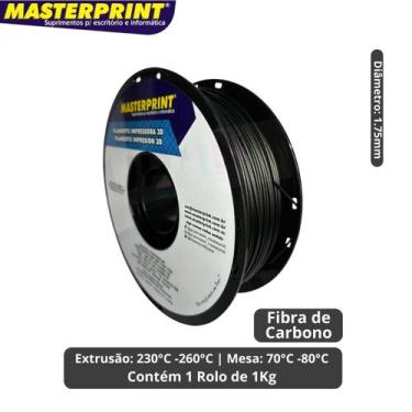 Imagem de Filamento 3D - PETG Fibra de Carbono - Rolo 1KG (1.75mm) - Masterprint