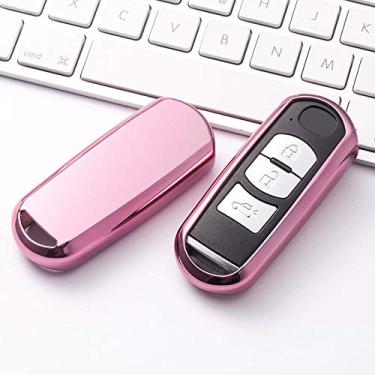 Imagem de YJADHU TPU Men Women's Key Holder Key Chain Car Key Case Cover, Fit For Mazda 3/6 Axela Atenza CX-5,Pink