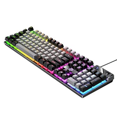 Imagem de Teclado K500 com fio de retroiluminação mecânica com sensação de combinação de cores, 104 teclas, teclado para jogos e-Sports para computador desktop com fio