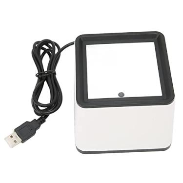 Imagem de Scanner de código de barras mãos livres, scanner de código de barras R42 2D 1D para desktop completo leitor de código de barras USB caixa de pagamento de código de digitalização móvel, para PC POS