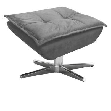 Imagem de Puff Decorativo Sala de Estar Base Giratória Cromada Opla Suede Grafite - Ibiza