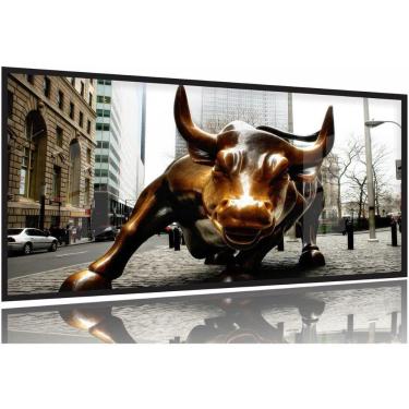 Imagem de Quadro Decorativo Moderno Touro De Wall Street 130x60 Moldura Preta 2x2