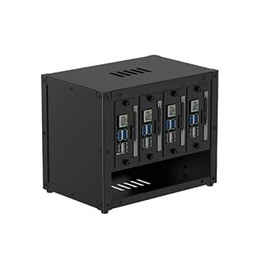 Imagem de UCTRONICS Gabinete completo atualizado para Raspberry Pi Cluster, com 4 suportes de montagem removíveis para Pi 5, 4B, 3B+/3B e outros modelos B e 2 ventiladores de resfriamento, suporta 4 SSD e