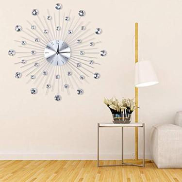 Imagem de banapoy Relógio de parede grande, relógio decorativo, relógio de parede, sala de estar quarto para casa para escritório (diamante prateado)