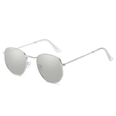 Imagem de Óculos de Sol Quadrado Feminino Vintage Armação Pequena Metal Óculos de Sol Feminino Designer de Moda Clássico Polígono Retro Gafas De Sol, Prata Prata, Outros