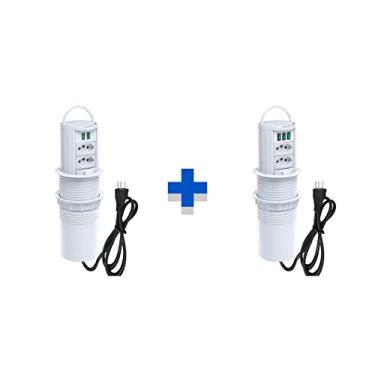 Imagem de Kit Torres Tomada Totem Manual Alça 2Tom 20A 2 e 3 USB 5.2A COR:BRANCO