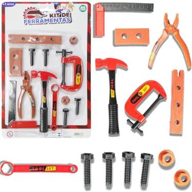Imagem de Kit Ferramenta Infantil Com Alicate + Parafuso 13 Peças