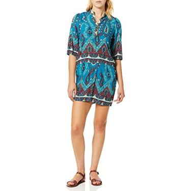 Imagem de Angie Juniors' Beaded-Neck Shirt Dress - Blue - Medium