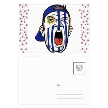 Imagem de Boné de cabeça de maquiagem facial bandeira do Uraguai Natal flor celebração cartão postal de bênção