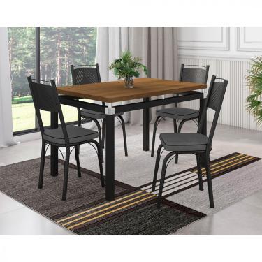 Imagem de Conjunto De Mesa Artefamol Malva Com 4 Cadeiras Tampo BP 91x68 - Preto/Andorinha