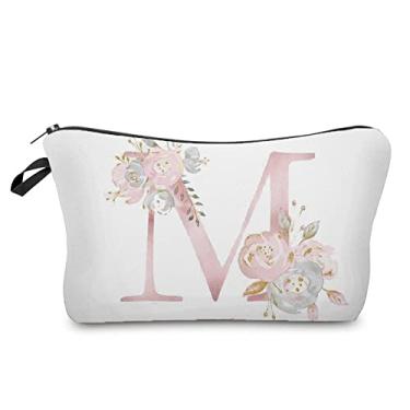 Imagem de Flores alfabeto impresso bolsas cosméticos festa nupcial maquiagem bolsas bolsa necessários, bolsa dama de honra noiva presente proposta (hz2409)