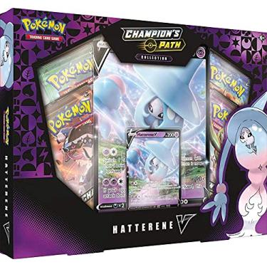 Imagem de Pokémon TCG: Cartão de Coleção - Hatterene V, 1 Cartão, Pacotes Impulsionadores do Campeão, Código de Jogo Online