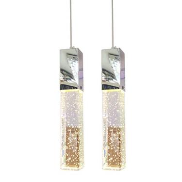 Imagem de Kit 2 Pendentes De Cristal Led Para Cabeceira De Cama Ou Lavabo (Luz Branca Quente 2700k)