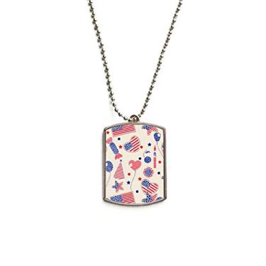 Imagem de DIYthinker Colar para animais de estimação com pingente de corrente de aço inoxidável com bandeira de coração e balão dos EUA