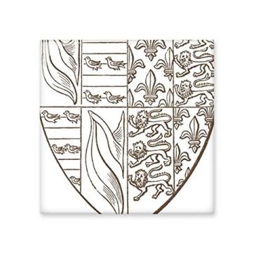 Imagem de Escudo de arte branco preto com estampa de leão, azulejo de cerâmica, decalque brilhante, pedra adorna de tijolos esmaltados