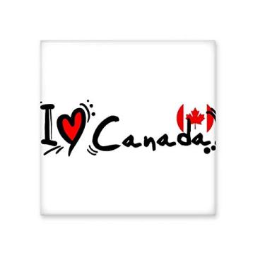 Imagem de I Love Canada Palavra Bandeira Coração Cerâmica Azulejo Brilhante Decalque Pedra Adorna Tijolo Vitrificado