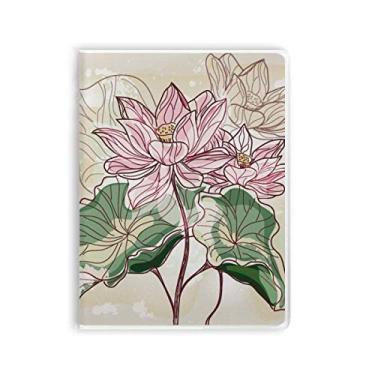 Imagem de Caderno de plantas de flor de lótus em aquarela com capa macia para diário