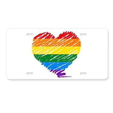 Imagem de DIYthinker Arco-íris Gay Coração LGBT Placa de licença Decoração de Carro Acessório de Aço Inoxidável