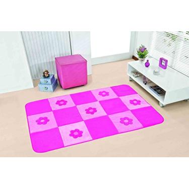 Imagem de Passadeira Big Premium Margaridas Guga Tapetes Rosa Base 100 % Feltro Pelúcia