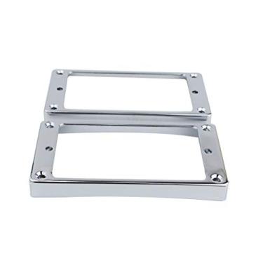 Imagem de Guyker Curved Bottom Metal Humbucker Pickup Mounting Ring Set - Bridge and Neck Pickups Cover Frame Replacement Compatible with Les Paul LP Style Electric Guitar or Precision Bass(2PCS, Chrome)