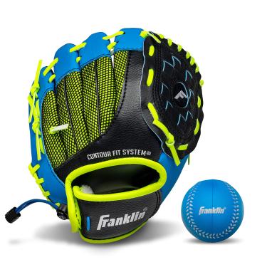Imagem de Franklin Sports Luva de beisebol infantil - NeoGrip Boys + Girls Youth Tball Glove - Toddler + Youth Teeball, Baseball + Softball Mitt - arremesso de mão direita - 24 cm, azul