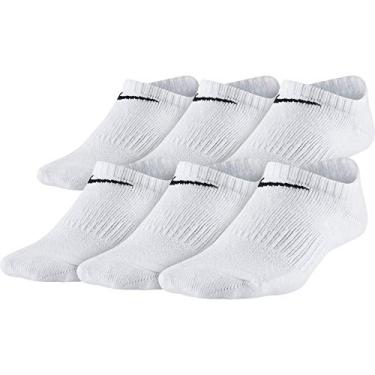 Imagem de NIKE Kids' Unisex Everyday Lightweight No-Show Socks (6 Pairs), White/Black, Medium