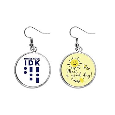 Imagem de Brinco Morse Code Know Dot-line Expression Ear Drop Sun Flower Jewelry Fashion