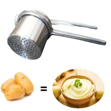 Imagem de Espremedor Amassado Esmagador de Batatas para fazer purê - Espremedor de batata Pure com Caneca Polida Aluminio - PANAMI