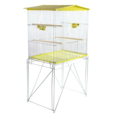 Imagem de Viveiro Para Pássaros Dobrável Médio Amarelo Teto Slim