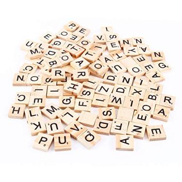 Imagem de Wood Scrabble Tiles,100pcs Black Wood Scrabble Tiles Letter Tiles for Children for Crafts, Pendants, Spelling, Scrapbooking, Decoration