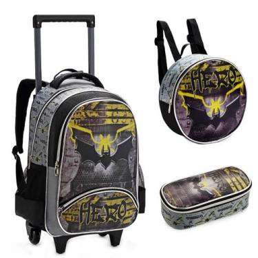 Imagem de Kit Mochila Escolar Rodinha Denlex Infantil Meninos Batman