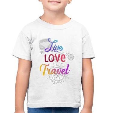 Imagem de Camiseta Algodão Infantil Live Love Travel - Foca Na Moda