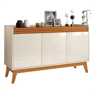 Imagem de Buffet Aparador 3 Portas Ripado Astúrias Prateleira Interna Cor Off White