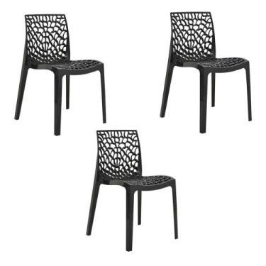 Imagem de Kit 3 Cadeiras Decorativas Sala E Cozinha Cruzzer (Pp) Preta G56 - Gra