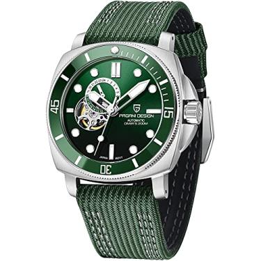 Imagem de LACZ DENTON Pagani Design 1736 Relógios automáticos masculinos turbilhões modernos relógios de pulso mecânicos com mostrador esqueleto, mostrador analógico, digital, pulseira de couro casual, Verde,