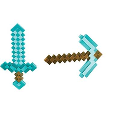 Imagem de Conjunto de acessórios de fantasia de Minecraft com espada e picareta, conjunto de acessórios de fantasia oficial do Minecraft para crianças, conforme mostrado, One Size