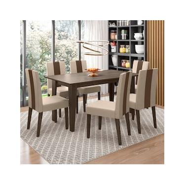 Imagem de Mesa de Jantar Retangular Poliman Goya com 6 Cadeiras Revestidas em Suede