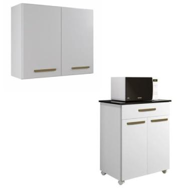 Imagem de Conjunto Balcão 2 portas 1 gaveta e Aéreo 2 portas Branco