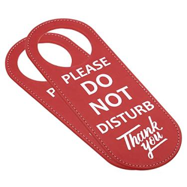 Imagem de PATIKIL Placa de suporte de porta Do Not Disturb, pacote com 2 maçanetas de porta dupla face de poliuretano para reuniões de escritório e casa, vermelho