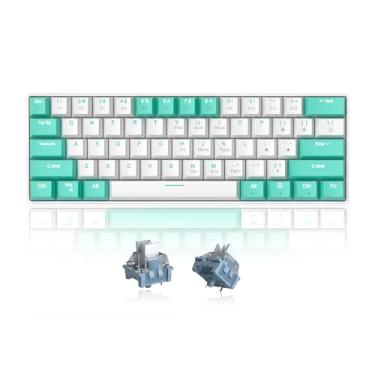 Imagem de MageGee 60% teclado mecânico, mini 60% teclado para jogos de troca a quente com espuma silenciosa, teclado mecânico com fio retroiluminado RGB com interruptores Blue Whale para Windows Mac Laptop