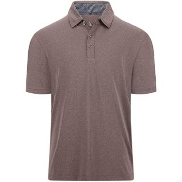Imagem de Camisa polo masculina de golfe de manga curta, casual, clássica, para uso ao ar livre, Marrom, XXG