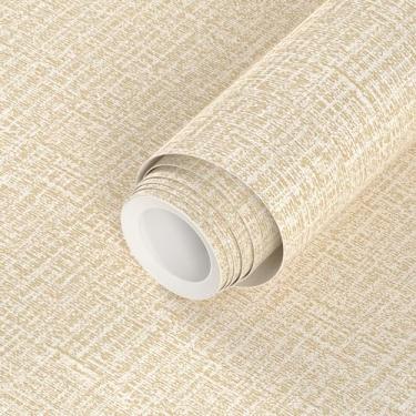 Imagem de Laatse Papel de parede Peel and Stick 39.9 cm x 199.9 cm bege gramado papel de contato papel de parede texturizado papel de parede autoadesivo linho para armários bancadas quarto impermeável