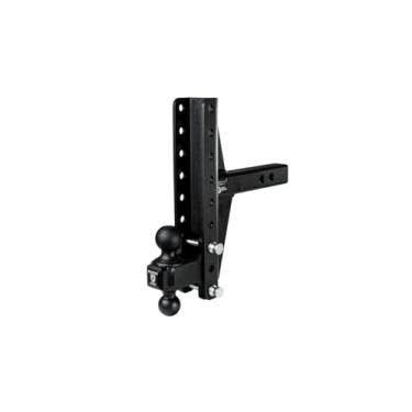 Imagem de BulletProof Hitches™ Engate de reboque ajustável resistente de 5 cm (classificação de 10 kg), deslocamento de 10 cm e 15 cm com esfera dupla de 5 cm e 6 cm (revestimento em pó texturizado preto, aço