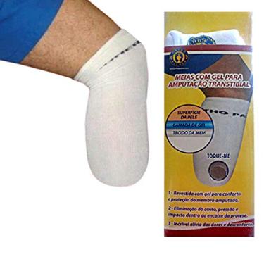 Imagem de Meia Universal com Gel para Amputação Transtibial, Ortho Pauher, Branco, Grande