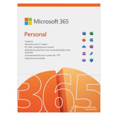 Imagem de Microsoft 365 Personal, Office 365 premium apps, Word, Excel, PowerPoint, Outlook, 1TB nuvem, 1 pessoa, para PC/Mac, iOS e Android - Assinatura Anual
