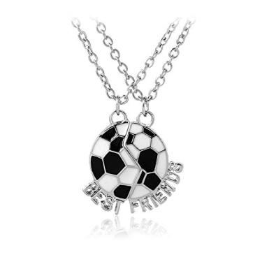 Imagem de Best Friends Colar Futebol Futebol Panda Urso Amizade Pingente Colares Duas Partes Esporte BFF Colares, Metal, Metal