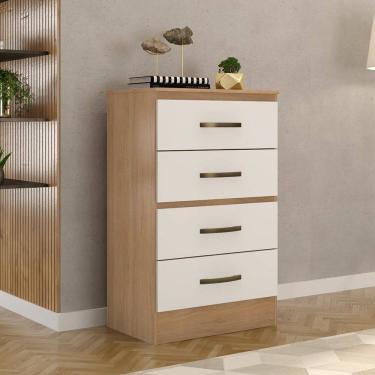 Imagem de Cômoda 4 Gavetas Lite Marrom/Off White