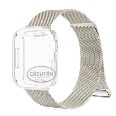 Imagem de Capa + pulseira para Apple Watch Ultra 49 mm, 41 mm, 40 mm, 44 mm, 38 mm, 42 mm, iPhone Series 9, 8, 7, 6, SE 5 e 4 Correa de 45 mm (transparente Starlight, 44 mm)