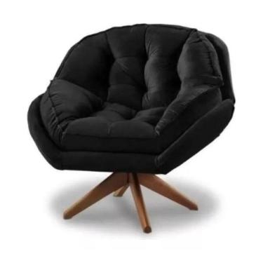 Imagem de Poltrona Decorativa Califórnia Com Base Giratória Veludo - Ssx Multicoisas Cor Preto