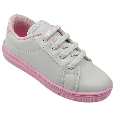 Imagem de Tênis infantil Feminino Branco Rosa Gibizinho Menina Escolar Cor:Branco;Tamanho:21